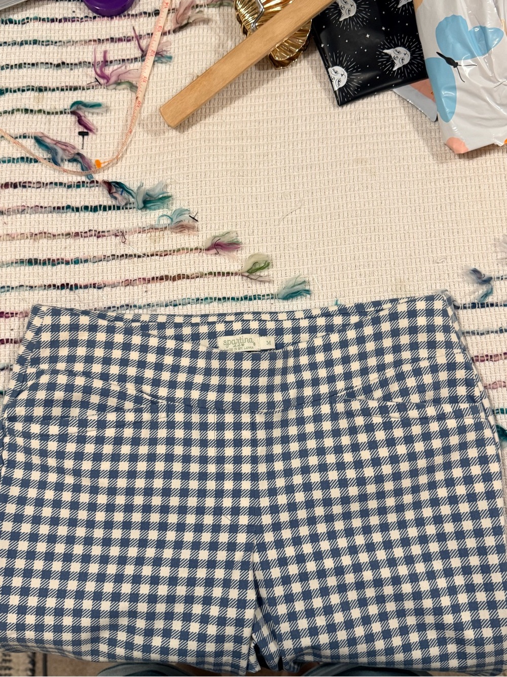 Spartina 449 Maren Kick Flare Pull On Pants in Bluestone Gingham Preppy Classic - Picture 11 of 13